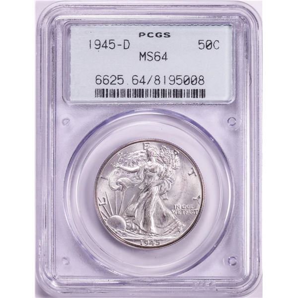 1945-D Walking Liberty Half Dollar Coin PCGS MS64 Old Green Holder