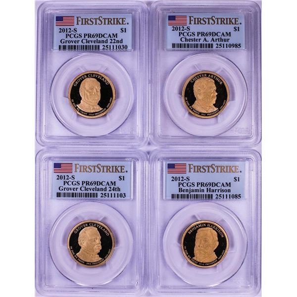 Lot of (4) 2012-S $1 Proof Presidential Dollar Coins PCGS PR69DCAM First Strike