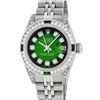 Image 2 : Rolex Ladies Stainless Steel Green Vignette Diamond & Emerald Datejust Wristwatch
