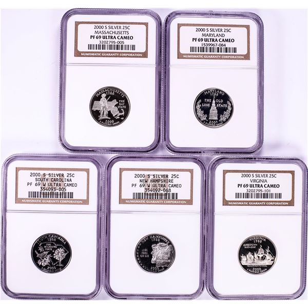 2000-S Silver Proof State Quarter (5) Coin Set NGC PF69 Ultra Cameo