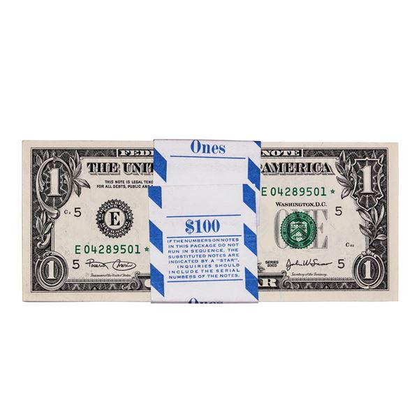Pack of (100) Consecutive 2003 $1 Federal Reserve STAR Notes Richmond