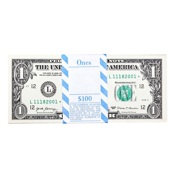 Pack of (100) Consecutive 2017 $1 Federal Reserve STAR Notes San Francisco