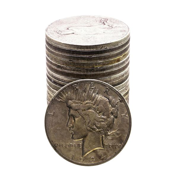 Roll of (20) 1934-S $1 Peace Silver Dollar Coins Circulated
