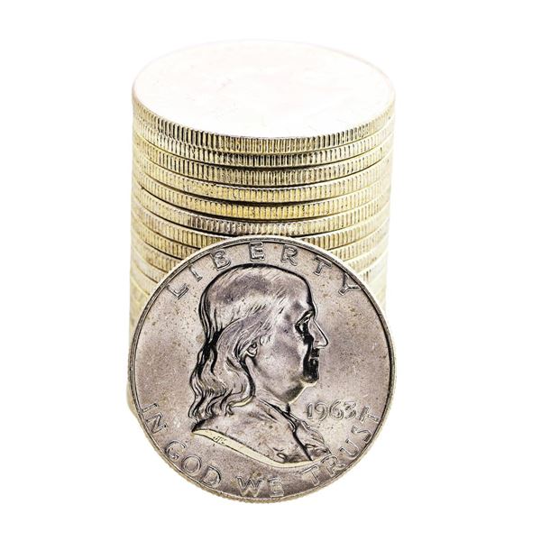 Roll of (20) Brilliant Uncirculated 1963-D Franklin Half Dollar Coins