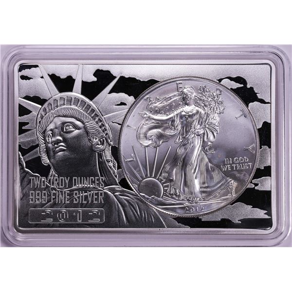 2012 $1 American Silver Eagle Coin & 2oz Silver Bar Set