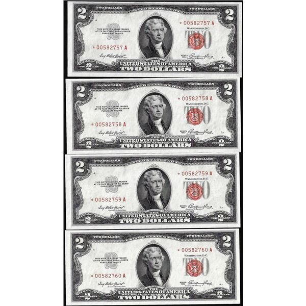 Lot of (4) Consecutive 1953 $2 Legal Tender Star Notes