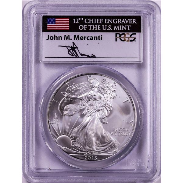 2013 $1 American Silver Eagle Coin PCGS MS69 First Strike Mercanti Signature