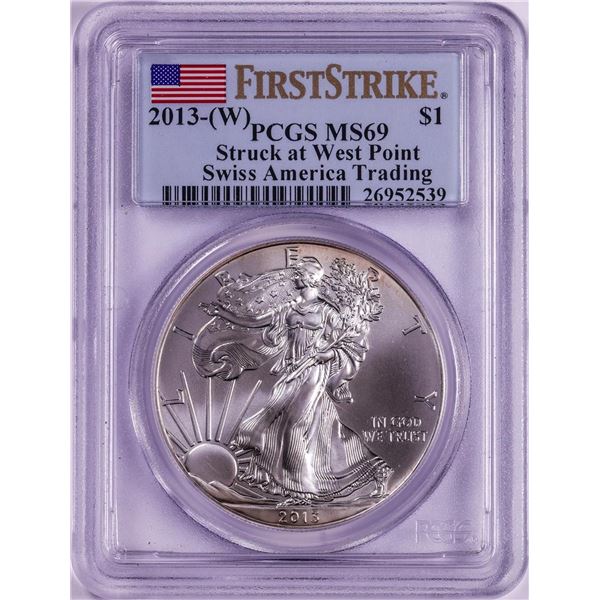 2013-(W) $1 American Silver Eagle Coin PCGS MS69 First Strike West Point Mint