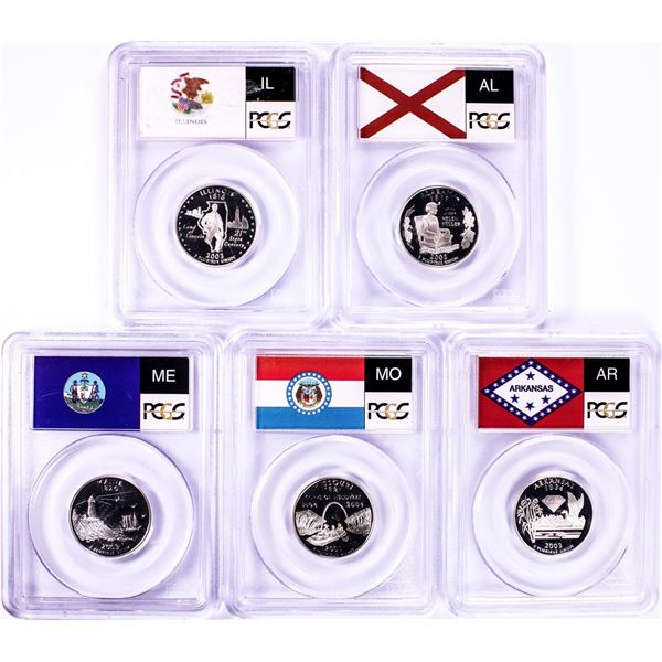 2003-S Silver Proof State Quarter (5) Coin Set PCGS PR69DCAM