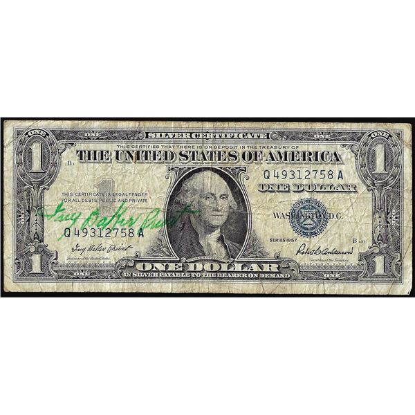 1957 $1 Silver Certificate Note with Courtesy Autograph