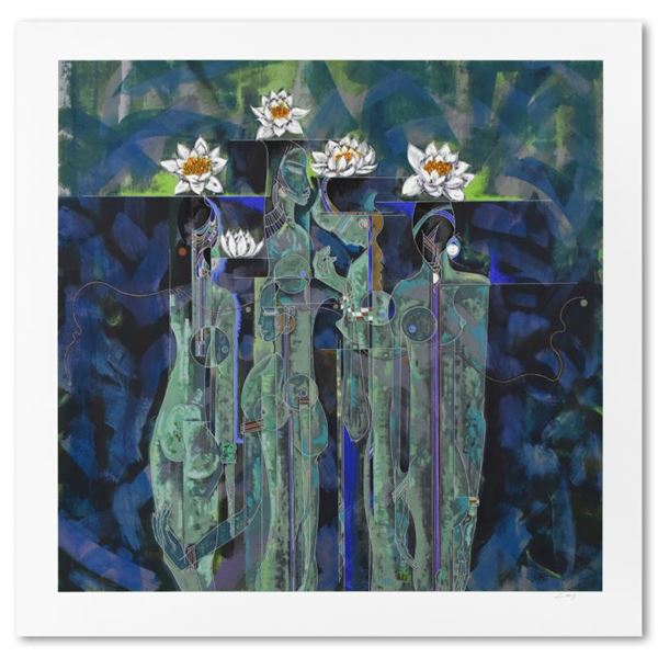 Lu Hong "Lotus" Limited Edition Serigraph On Paper