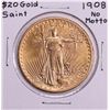 Image 1 : 1908 No Motto $20 St. Gaudens Double Eagle Gold Coin