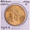 Image 1 : 1906-D $20 Liberty Head Double Eagle Gold Coin