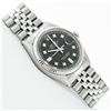Image 3 : Rolex Men's Stainless Black Diamond Datejust Wristwatch Oyster Perpetual
