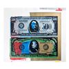 Image 1 : Steve Kaufman (1960-2010) "500 And 1000 Dollar Bills" Original Mixed Media On Canvas