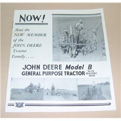 JD Model B Unstyled Tractor B&W Brochure