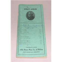 1917-1918 JD Order Book from San Francisco Branch