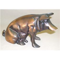 Cast Iron Pig Bank stamped "Souivenr Chicago Stockyards"