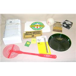 Box Lot of JD Advertising--Flower Pot Trays, Bill head, decals, & Nigh Light