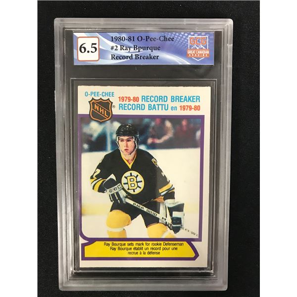 1980-81 O-PEE-CHEE NO.2 RAY BOURQUE RECORD BREAKER (GCG 6.5)