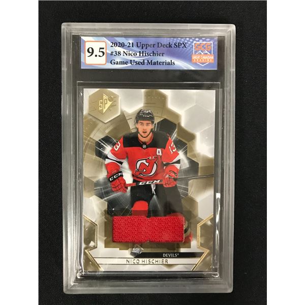 2020-21 UPPER DECK SPX NO.38 NICO HISCHIER GAME USED MATERIALS (GCG 9.5)