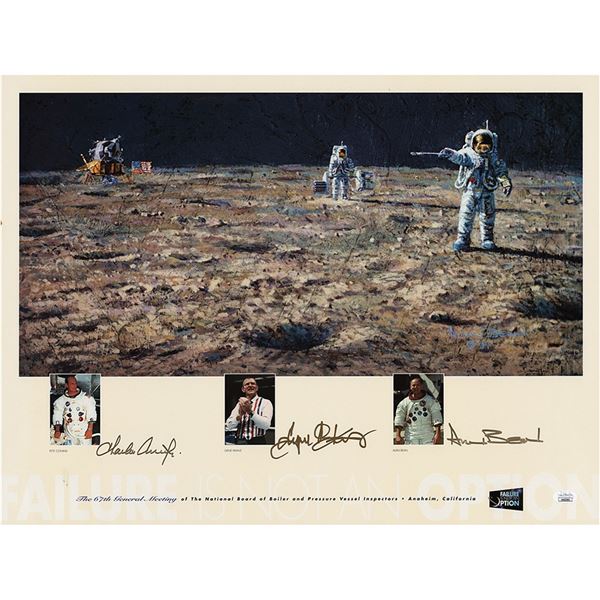 Alan Bean, Charles Conrad, and Gene Kranz Signed Poster