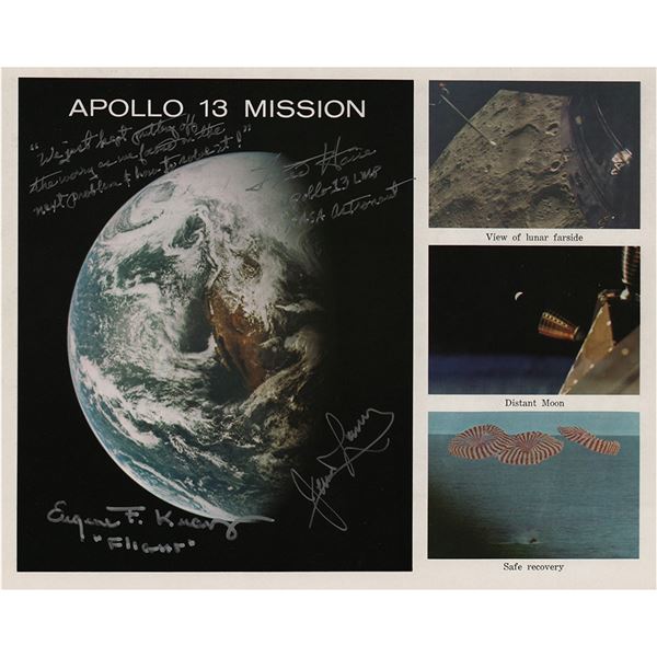 James Lovell, Fred Haise, and Gene Kranz Signed Photograph