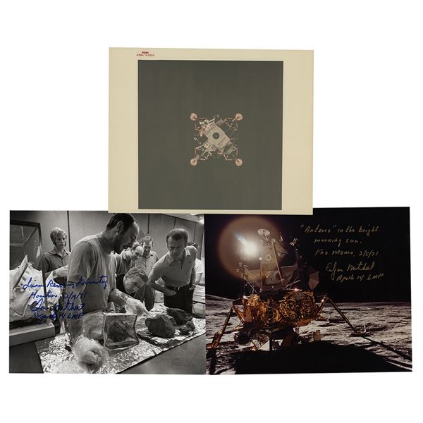 Edgar Mitchell (2) Signed Photographs with Apollo 14 Original Photograph
