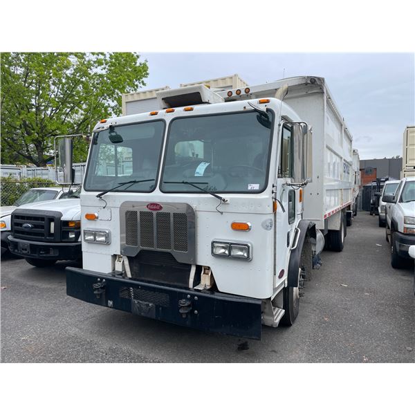 2014 PETERBILT 320LCF, DUAL DRIVE GARBAGE TRUCK, WHITE, VIN # 3BPZHJ8X9EF240180