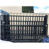 Image 2 : *2P* STEELMAN 20' BI- PARTING BLACK FARM MESH METAL DRIVEWAY GATE, 6.5' HIGH ON ENDS