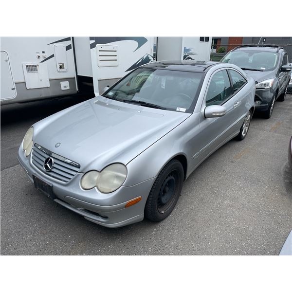 2002 MERCEDES C230, 2 DR COUPE, GREY, VIN# WDBRN47J02A334653