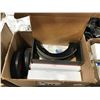 Image 2 : BOX OF DEXTER BRAKE PADS AND SOLID TIRE HAND TRUCK / CART WHEELS