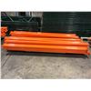 Image 3 : SINGLE FREESTANDING BAY OF 20' GREEN RACKSTEEL INDUSTRIAL PALLET RACKING WITH 6 ORANGE 8' SHELVES: