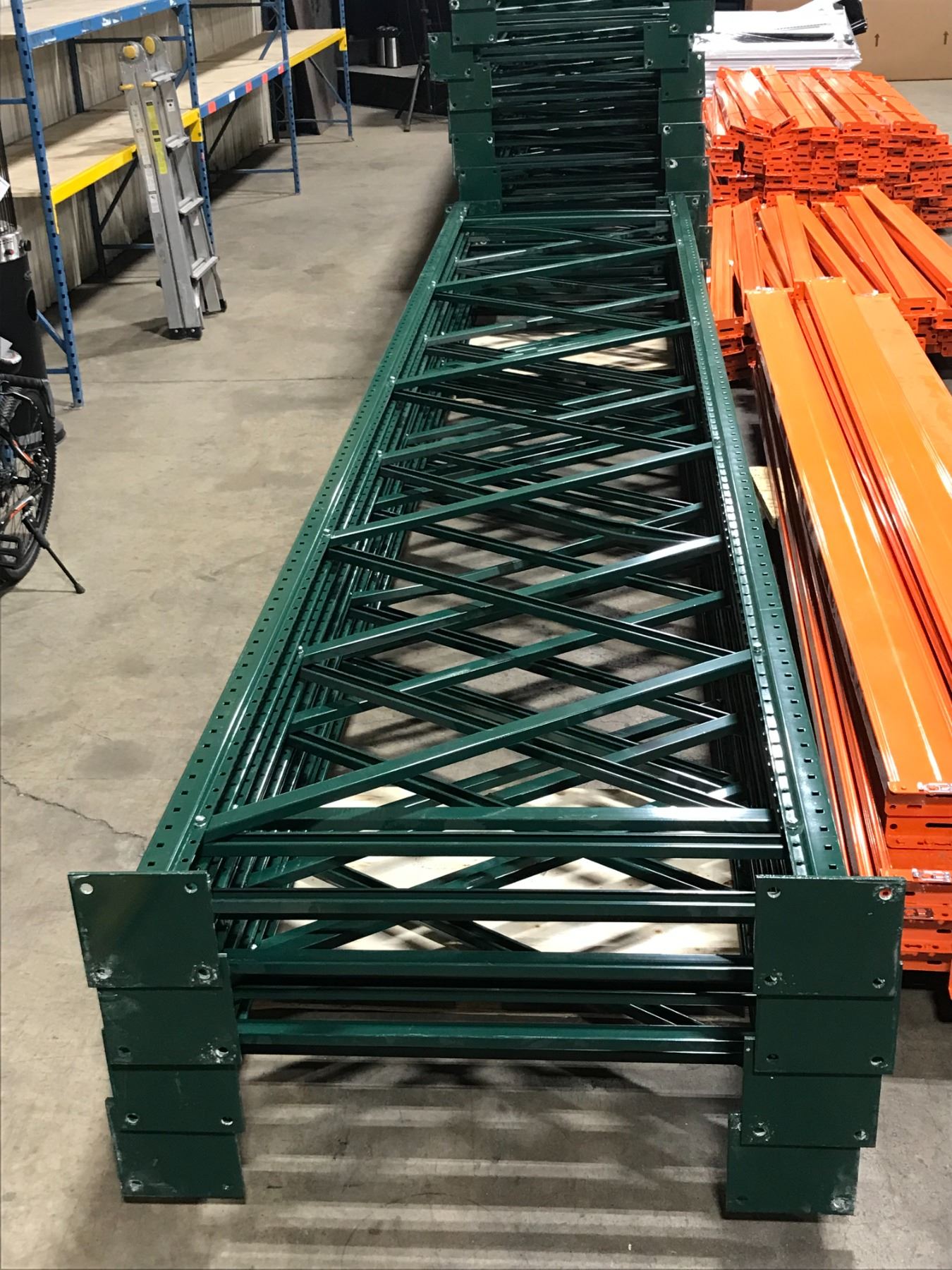 DOUBLE FREESTANDING BAY OF 18' GREEN RACKSTEEL INDUSTRIAL PALLET ...