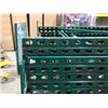 Image 2 : SINGLE FREESTANDING BAY OF 18' GREEN RACKSTEEL INDUSTRIAL PALLET RACKING WITH 2 ORANGE 12' SHELVES: