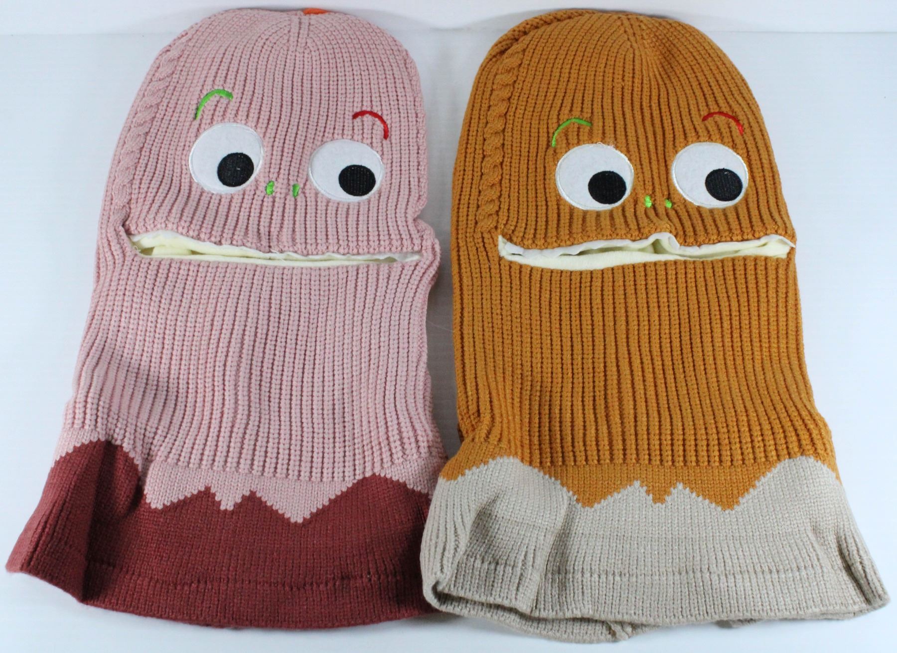 LOT OF TWO KIDS KNITTED WINTER FACE MASK/TOQUE