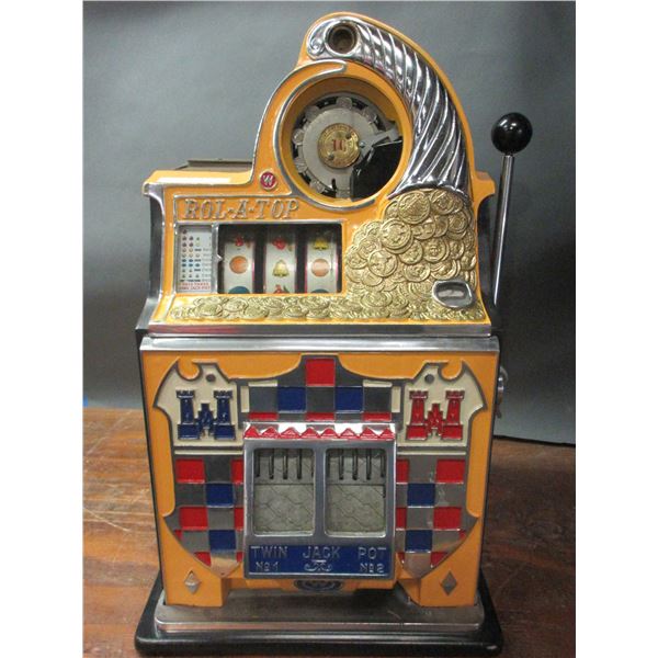 Watling 1948 Checkered 10 Cent Slot Machine- Roll- A- Top- Twin Jack Pot- Reconditioned- Works Like 