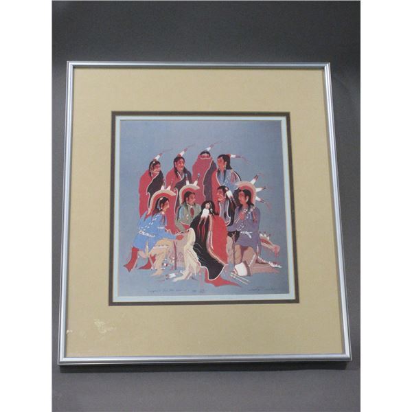 Signed And Numbered Woody Crumbo Print- "Singers For The Dance"- 309/750- 17" X 15"