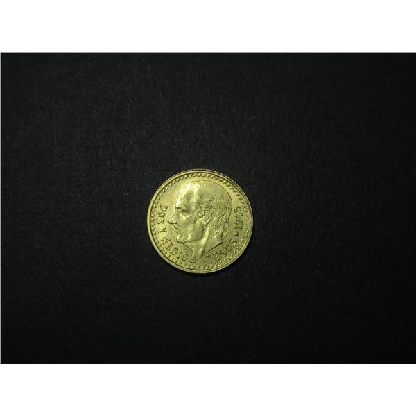 1945 Dos Y Medio Pesos Estados Unidos Mexicanos Gold Coin