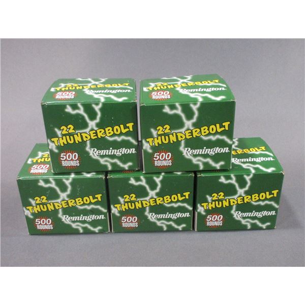 5 Bricks 2,500 Rounds Of Remington Thunderbolt Ammo- .22 LR- 40 GR- Round Nose