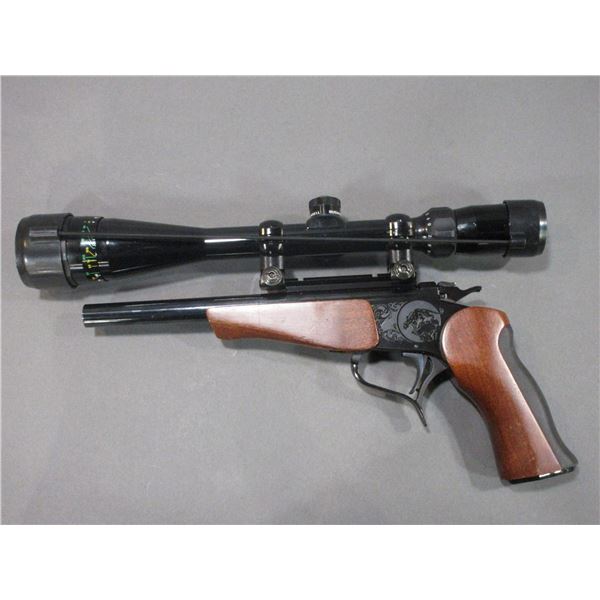 Thompson Center Arms Single Shot Pistol- .22 WMR- 10" Barrel- Engraved- Bushnell 6X18 Scope- Great C