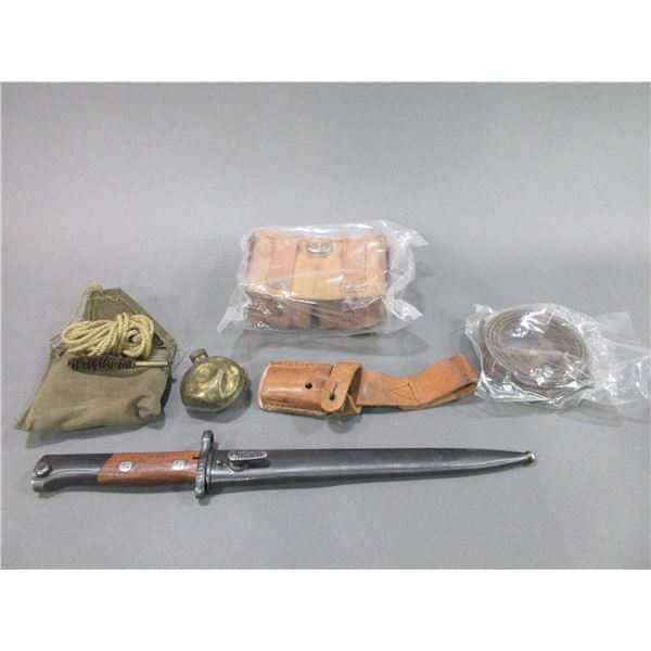 Bayonet- Sling- Cleaning Kit- Leather Ammo Pouches For A Mitchell Mauser