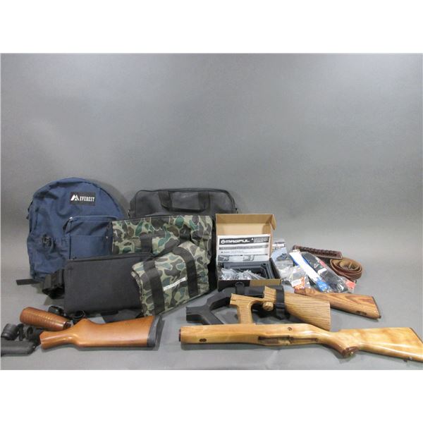 Miscellaneous Box Of Gun Stocks And Accessories- Several Packs
