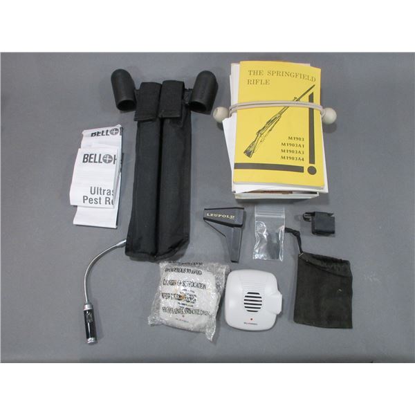 Box Of Gun Books And Accessories- 2 Rodent Repeller's