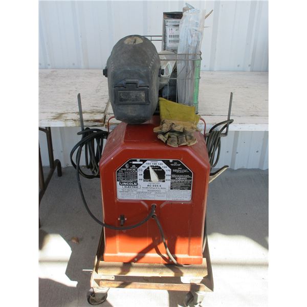 Lincoln AC-225-S Arc Welder On Wheels- Helmet- Gloves- Tools- Rod- Good Condition