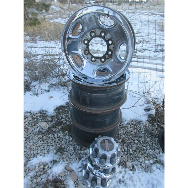 4 8" Wide 8 Hole Chevy Rims With Hub Caps