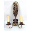 Image 2 : A PAIR OF BRASS FEATHER-MOTIF TWO-LIGHT WALL SCONCES
