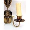 Image 3 : A PAIR OF BRASS FEATHER-MOTIF TWO-LIGHT WALL SCONCES