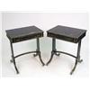 Image 1 : A PAIR OF REGENCY-STYLE BLACK-PAINTED ONE-DRAWER END TABLES