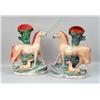 Image 1 : A PAIR OF STAFFORDSHIRE PORCELAIN SPILL VASES
